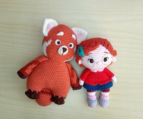 Meilin e Mei Panda Amigurumi -red Crescer É Uma Fera