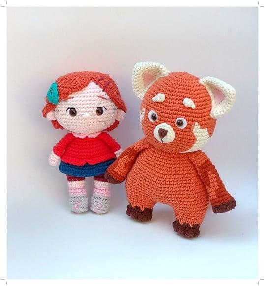 Meilin e Mei Panda Amigurumi -red Crescer É Uma Fera