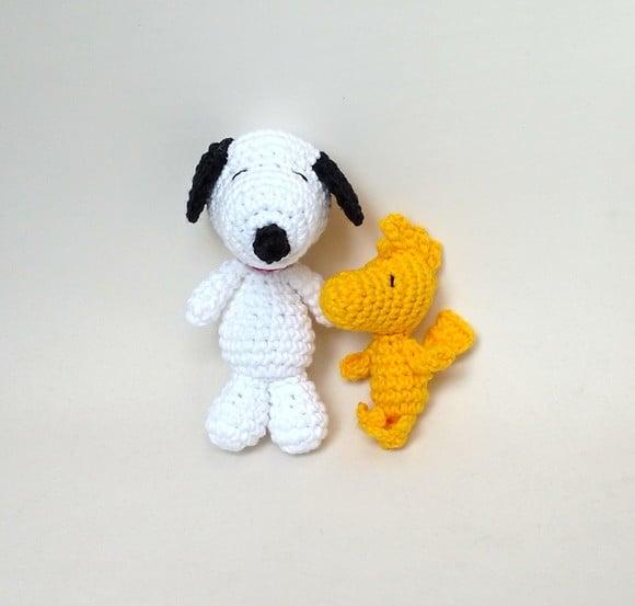 Mini Snoopy e mini Woodstock amigurumi