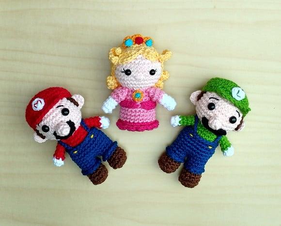 Minis Mario, Luigi e Princesa Peach ( Mario Bros) Amigurumi