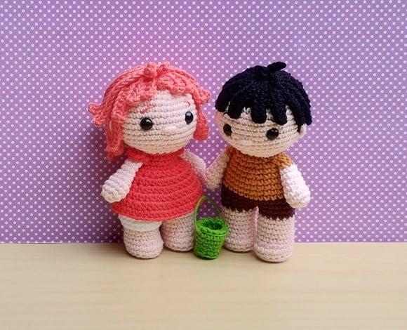 Ponyo e Sosuke Amigurumi