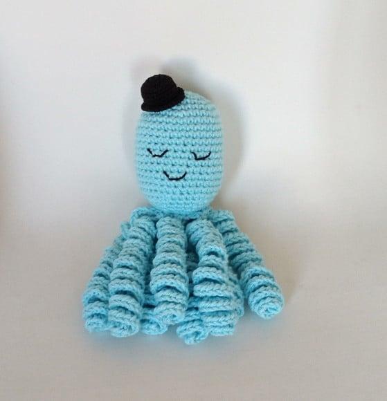 Polvo Amigurumi - Menino - Cartola (prematuro/recém-nascido)