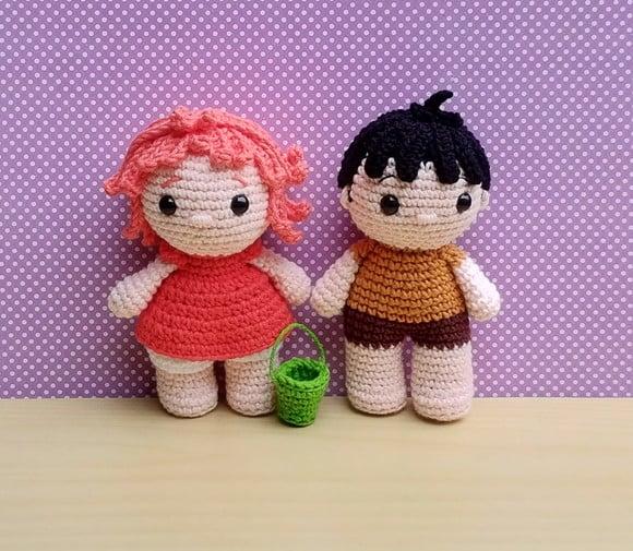 Ponyo e Sosuke Amigurumi