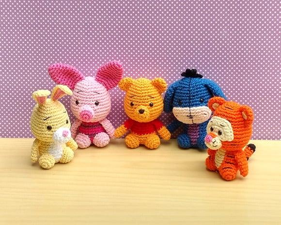 Pooh Tigrão Leitão Abel Ió - Turma Ursinho Pooh Amigurumi