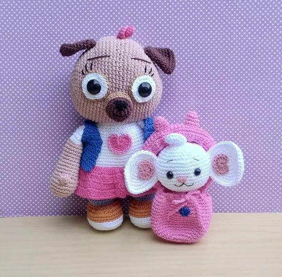 Pug Chip e Ratinha Potato V.2 ( Chip e Potato ) Amigurumi