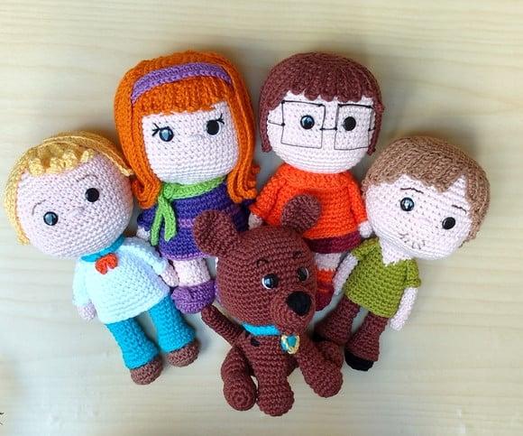 Scooby-doo, Salsicha, Velma, Daphne e Fred Amigurumi