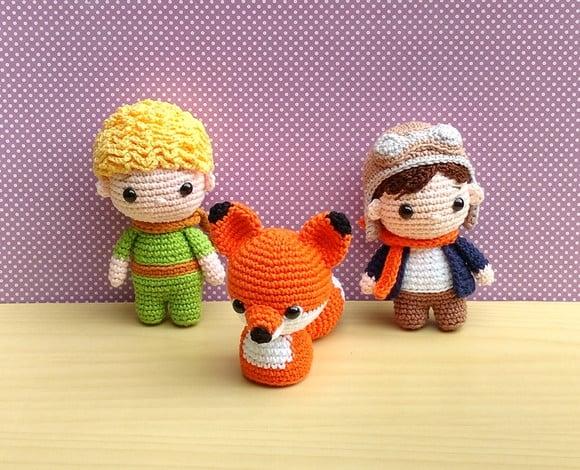 Trio Pequeno Príncipe, Raposa e Piloto Amigurumi