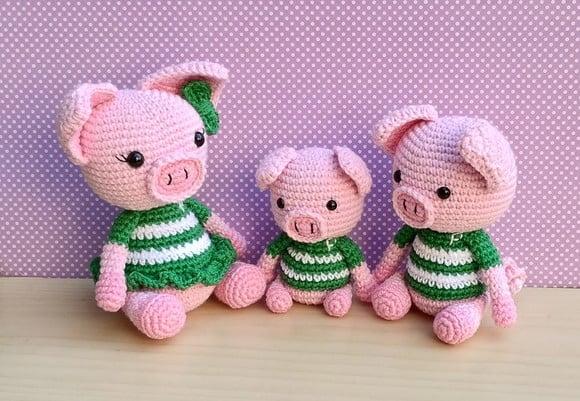 Trio Porquinhos Palmeirenses Amigurumi