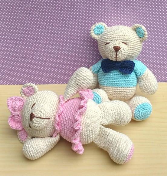 Ursa Charlote e Urso Tommy Amigurumi