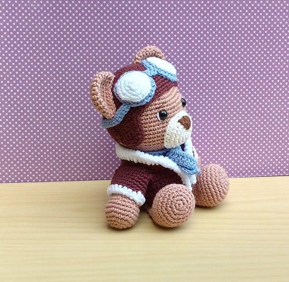 Urso Aviador Álvaro Amigurumi