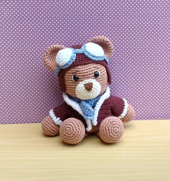 Urso Aviador Álvaro Amigurumi