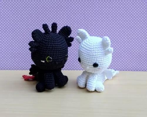 Banguela e Fúria da Luz Amigurumi - Como Treinar Seu Dragão