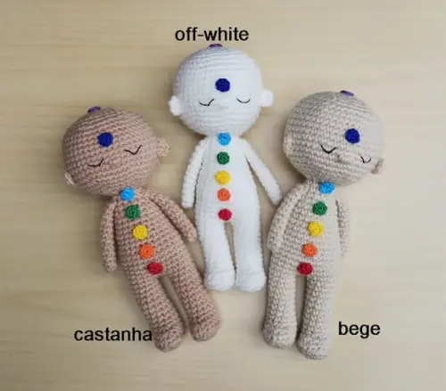 Boneco Reiki 40cm com Chakras Amigurumi