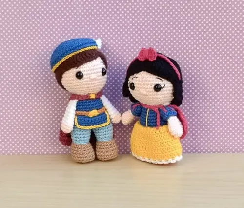 Branca de Neve e Príncipe Fernando Amigurumi ** Pronta Entr