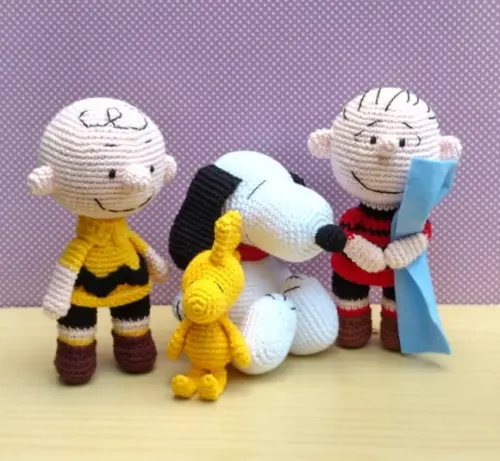 Charlie Brown, Linus, Snoopy e Woodstock Amigurumi