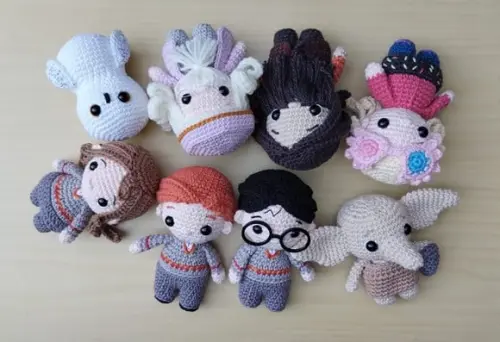 Coleção Harry Potter com 8 Personagens Amigurumi