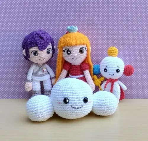 Grizelda, Rei Arco-íris, Felpudo e Zee Amigurumi