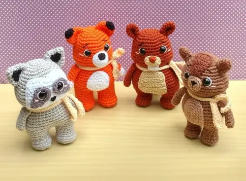 Guaxinim Raposa Castor Esquilo Amigurumi