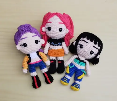 Guerreiras do K-pop - Huntrix - Rumi Mira Zoey Amigurumi