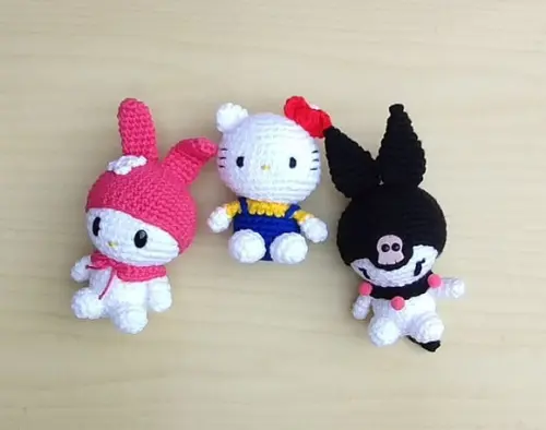 Hello Kitty, Kuromi e My Melody Amigurumi