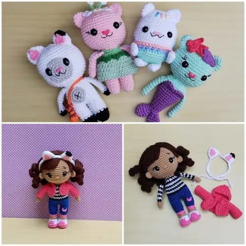 Kit a Casa Mágica da Gabby com 5 Personagens Amigurumi