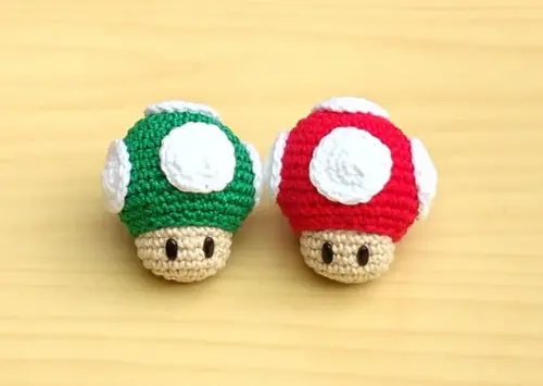 Kit Mini Cogumelos Mario Bros. Amigurumi