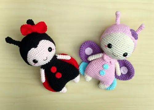 Kit Joaninha e Borboleta Amigurumi
