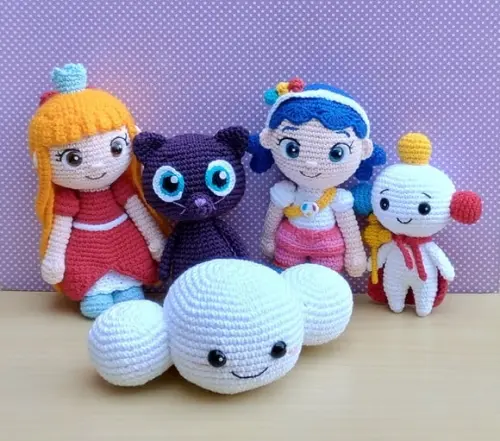 Kit Vera e o Reino Arco-íris 5 Personagens Amigurumi