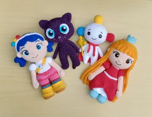 Kit Vera e o Reino Arco-íris 5 Personagens Amigurumi