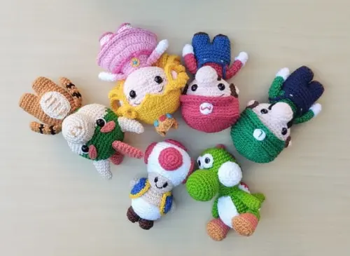 Kit Super Mario Bros. Chibi Amigurumi - 6 Personagens