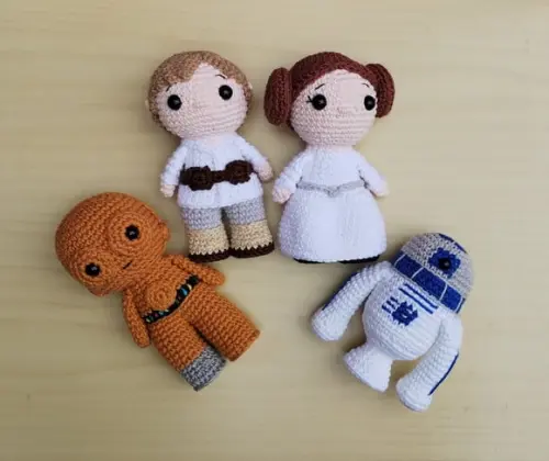 Leia, Luke, C-3po e R2d2 Amigurumi