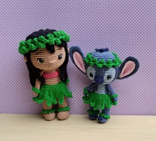 Lilo e Stitch Hula Amigurumi - Lilo & Stitch
