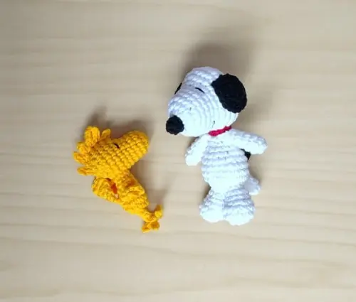Mini Snoopy e mini Woodstock amigurumi