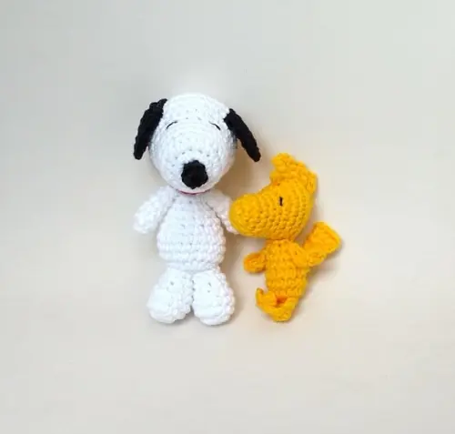 Mini Snoopy e mini Woodstock amigurumi