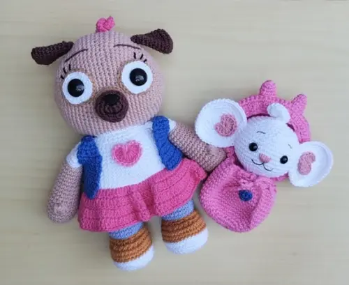 Pug Chip e Ratinha Potato V.2 ( Chip e Potato ) Amigurumi