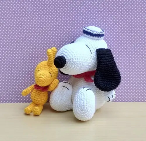 Snoopy Marinheiro e Woodstock Amigurumi