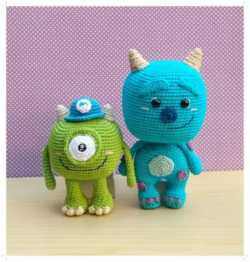 Sulley e Mike (monstros Sa) Amigurumi