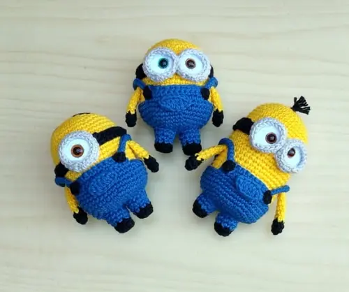 Trio Minions - Bob, Stuart e Kevin Amigurumi