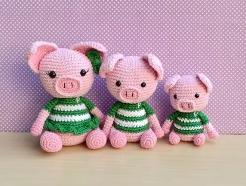 Trio Porquinhos Palmeirenses Amigurumi