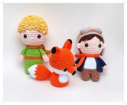 Trio Pequeno Príncipe, Raposa e Piloto Amigurumi