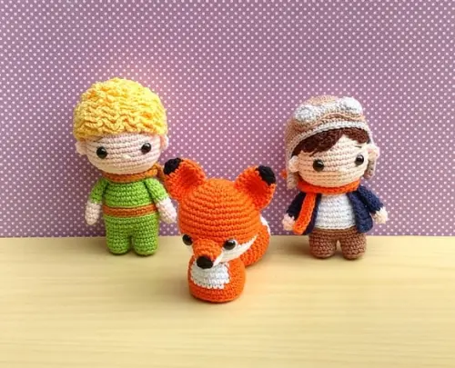 Trio Pequeno Príncipe, Raposa e Piloto Amigurumi