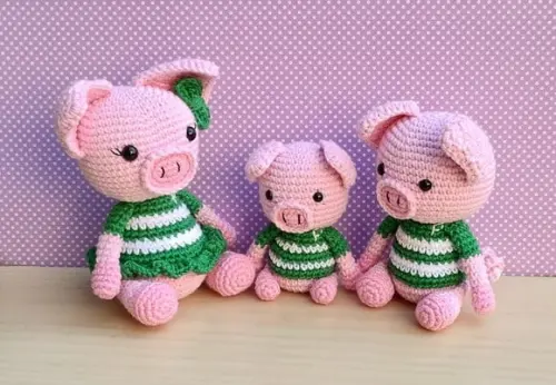 Trio Porquinhos Palmeirenses Amigurumi