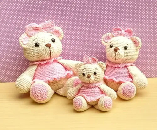 Trio Ursinhas Charlote Amigurumi