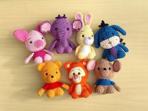 Turma do Ursinho Pooh com 7 Personagens Amigurumi