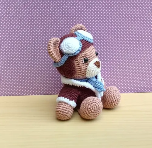 Urso Aviador Álvaro Amigurumi
