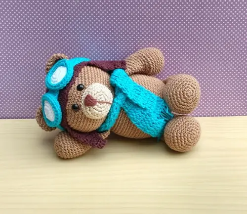 Urso Aviador Gustavo Amigurumi
