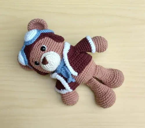 Urso Aviador Álvaro Amigurumi