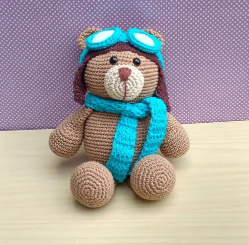 Urso Aviador Gustavo Amigurumi