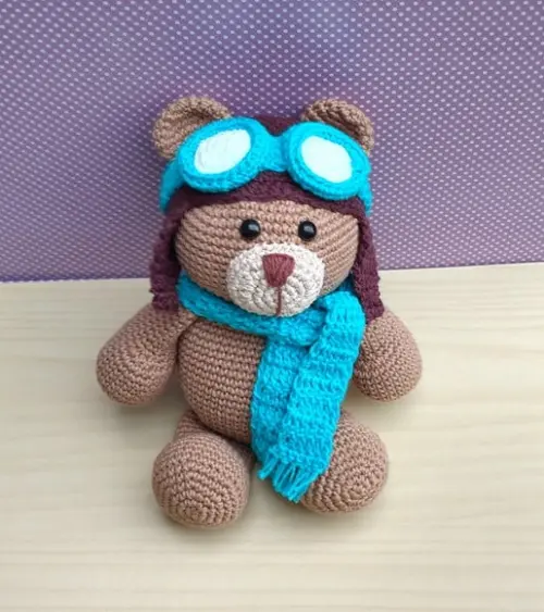 Urso Aviador Gustavo Amigurumi
