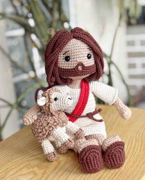 Jesus e Cordeiro Amigurumi